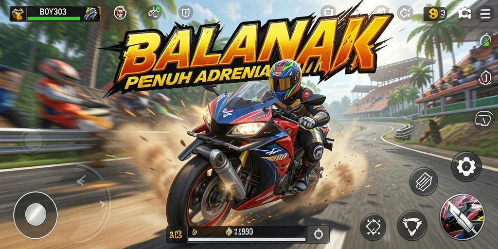 Tampilan menarik dari gameplay BOY303 dengan balapan motor yang seru.