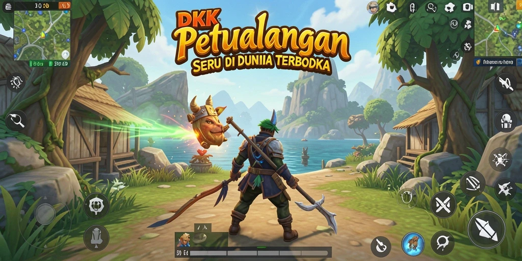 Screenshot menunjukkan petualangan seru di dunia terbuka DKK.