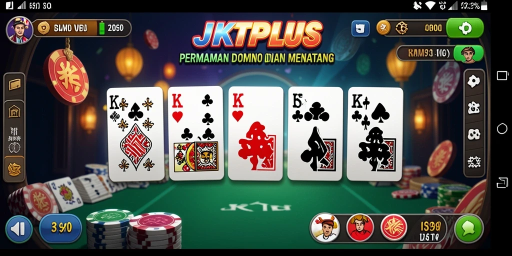Menampilkan gameplay seru dari permainan Domino JKTPLUS.