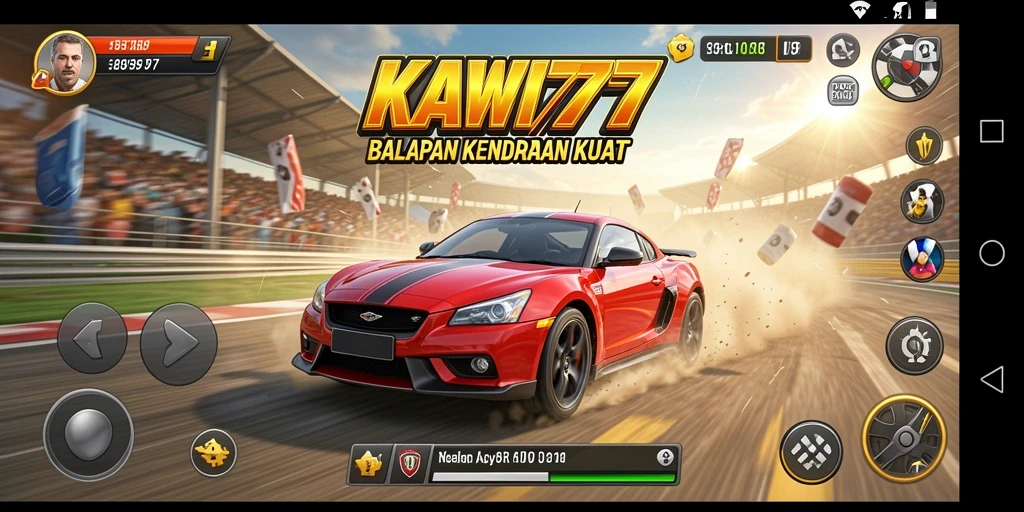 Screenshot gameplay KAWI777 menampilkan intensitas balapan yang mendebarkan.
