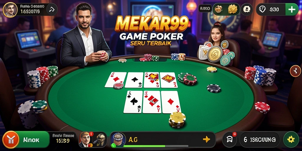 Tampilan gameplay Poker MEKAR99 yang menarik dan seru.