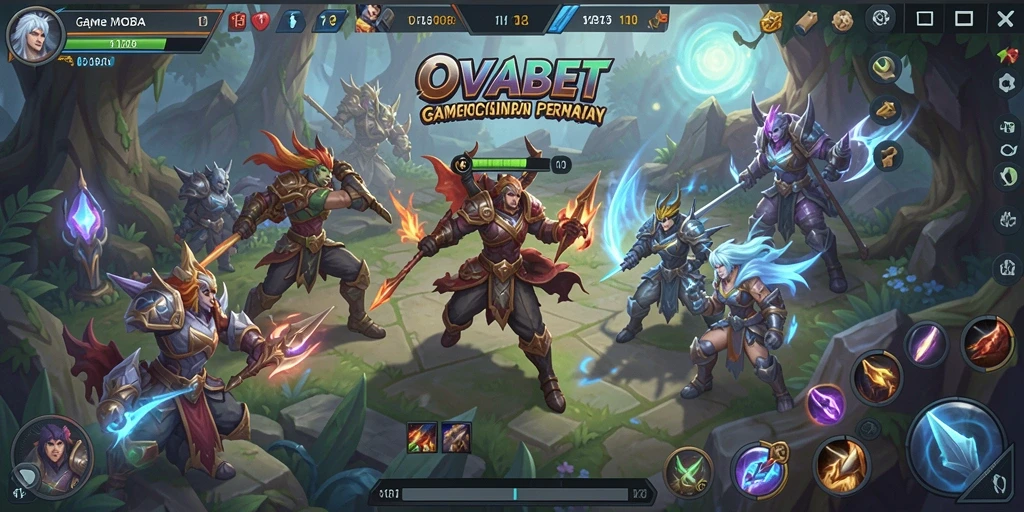 Screenshot gameplay dari OVABET dengan aksi seru di arena MOBA.