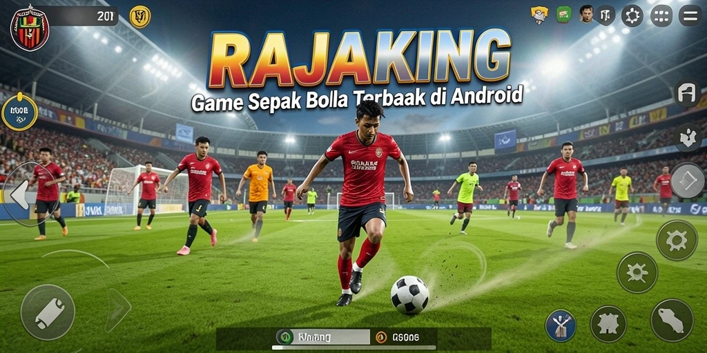 Tampilan seru dari gameplay sepak bola di RAJAKING.