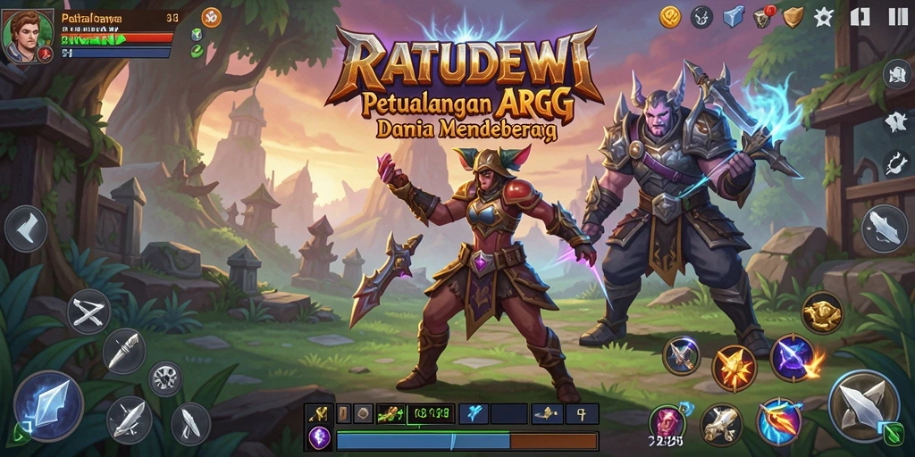 Screenshot gameplay yang menampilkan pertarungan seru dalam RATUDEWI.