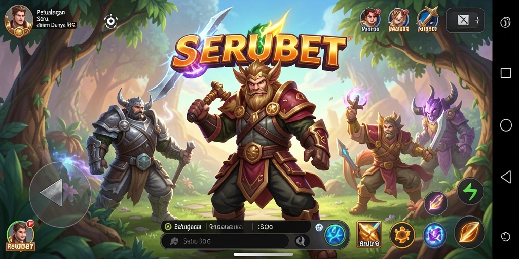 Tampilan permainan SERUBET yang penuh aksi dalam mode RPG.
