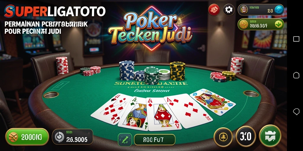 Tangkapan layar SUPERLIGATOTO menampilkan gameplay Poker yang mendebarkan dan interaktif.