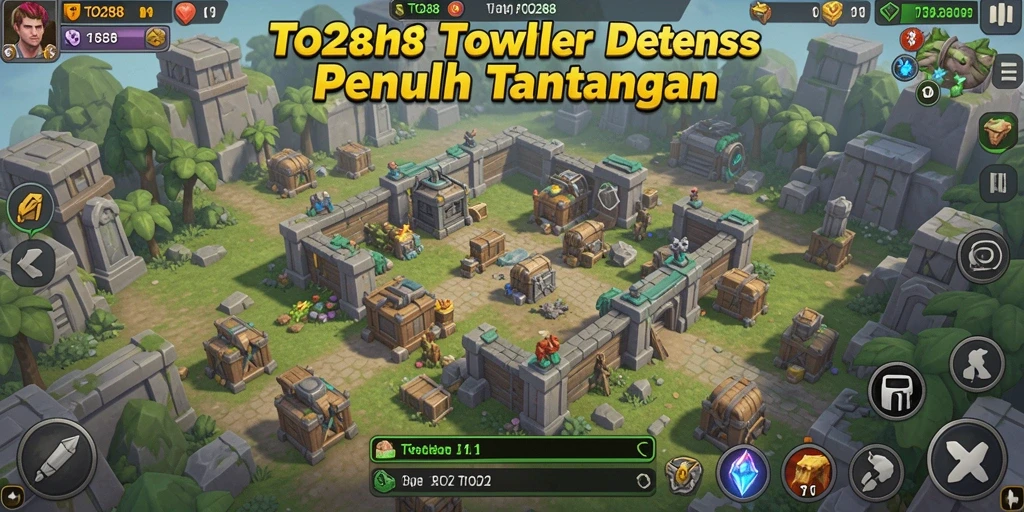 Tangkapan layar gameplay TO288 menampilkan aksi menara pertahanan yang mendebarkan.